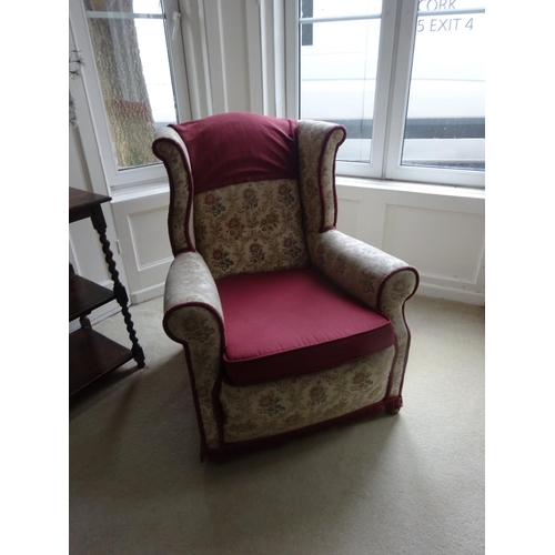 84 - Pair of wing back drawing room chairs.