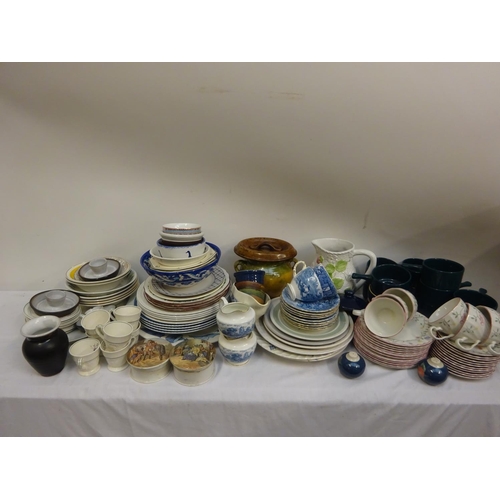 9 - Mixed lot of china ware, pot lids, etc.