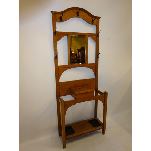 13 - Edwardian oak hall stand. W. 80cm, H. 195cm approx.