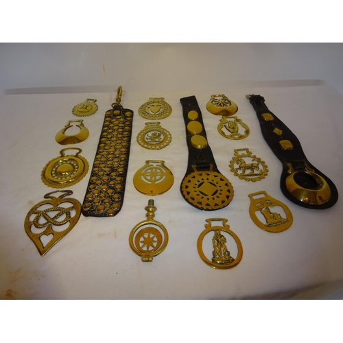 16 - A collection of old horse brasses.