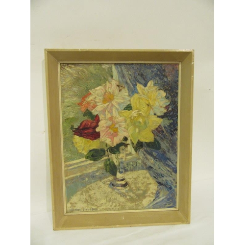 2 - Marshall C. Hutson, RHA, 1903-2001,
The Roses of Summer,
Oil on canvas,
With original label on rever... 