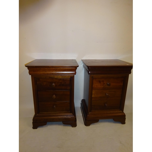 24 - Pair of mahogany three drawer lockers.