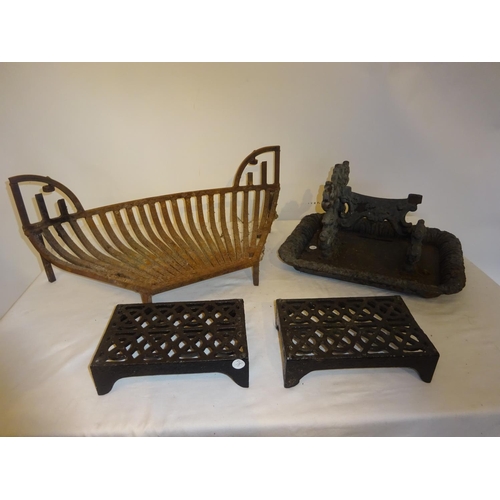 25 - Old fire grate, foot scraper (damaged) and a pair of metal vents.