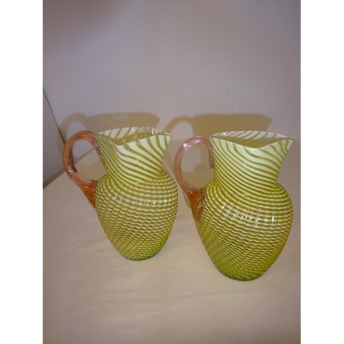 Two Victorian decorative glass jugs.