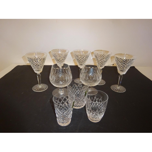 33 - Lot of Waterford glass - wine, brandy & whiskey.