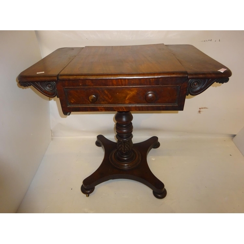 381 - Victorian mahogany games table raised on turned column and platform base. W. 76cm approx.