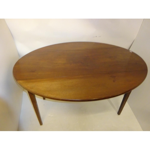 385 - Antique mahogany drop leaf table raised on tapered legs. L. 120cm, W. 95cm approx.