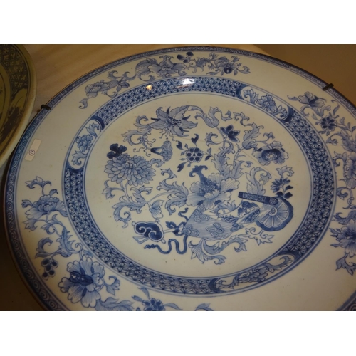 386 - Five old Chinese blue and white plates (some damage).