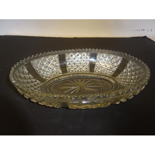 390 - Antique Irish cut glass dish. Diameter 30cm.