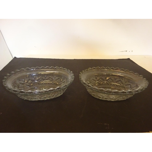 392 - A pair of antique Irish cut glass dishes. Diameter 26cm.