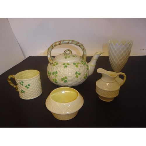 404 - A collection of 5 pieces of beleek - early teapot, etc.