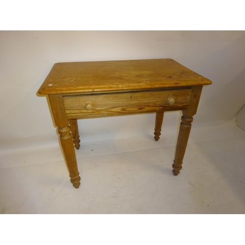 45 - Mahogany pine side table fitted with a drawer. W. 93cm, D. 60cm, H. 80cm approx.