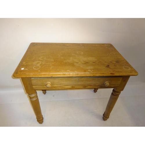 45 - Mahogany pine side table fitted with a drawer. W. 93cm, D. 60cm, H. 80cm approx.