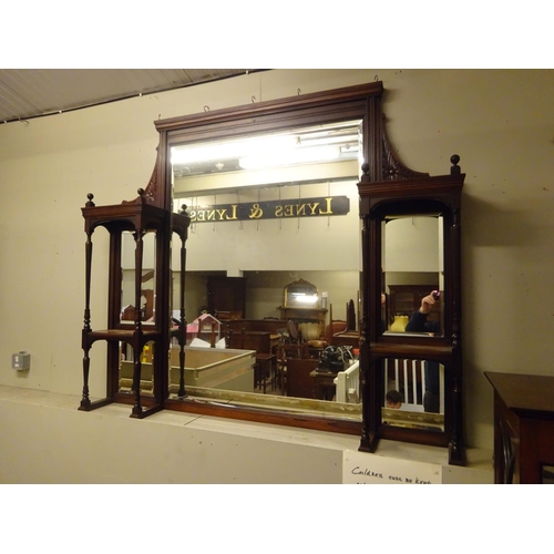 47 - Large Victorian rosewood overmantle. H. 140cm, W. 160cm approx.