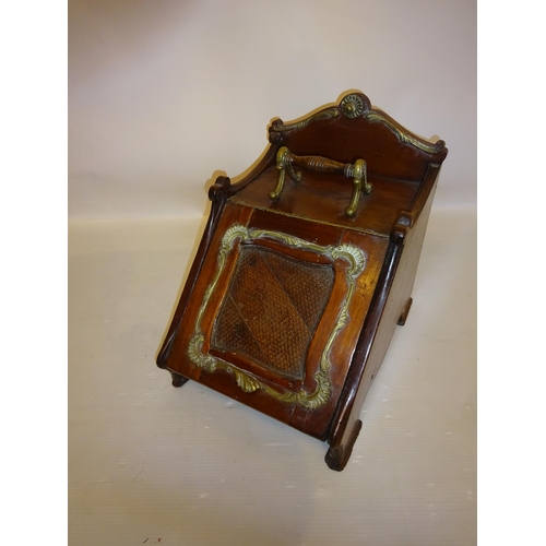 63 - Victorian mahogany and brass mounted coal box.