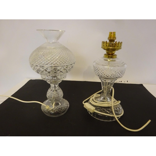 64 - Two Waterford cut glass lamps, one without shade.