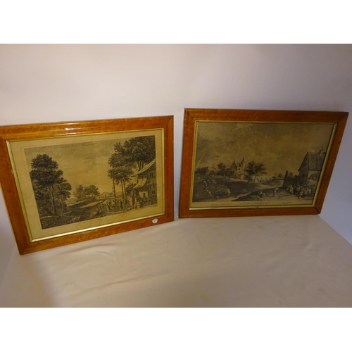 66 - J. Boydell - Two original maple framed antique engravings.