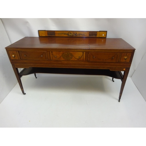 102 - Antique inlaid mahogany sideboard (converted from a spinet). W. 170cm, D. 60cm, H. 90cm approx.