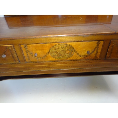 102 - Antique inlaid mahogany sideboard (converted from a spinet). W. 170cm, D. 60cm, H. 90cm approx.