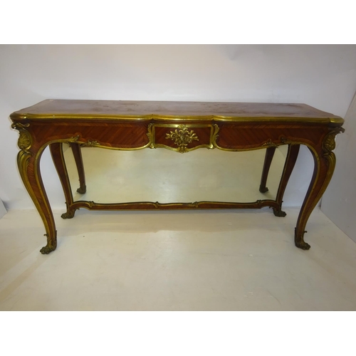 103 - A good antique French Kingswood side or console table, the brass banded top raised on ormulu mounted... 