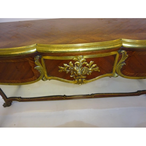 103 - A good antique French Kingswood side or console table, the brass banded top raised on ormulu mounted... 