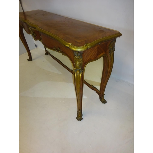 103 - A good antique French Kingswood side or console table, the brass banded top raised on ormulu mounted... 