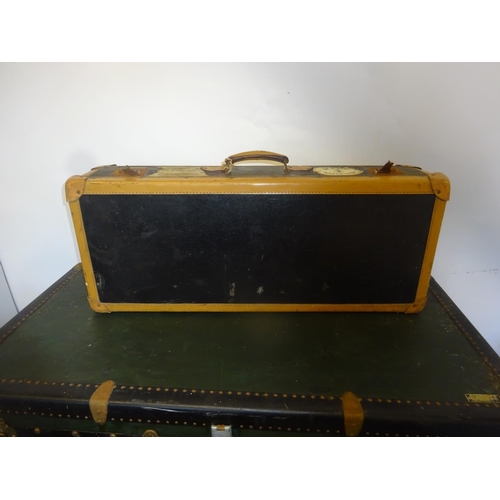 138 - Two large old liner trunks and a suitcase. (3)