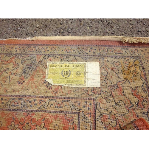 144 - Large Keshan rug, (faded & worn).
356cm x 275cm.