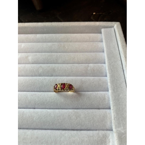 173 - Old 9ct gold ruby ring. Size O.