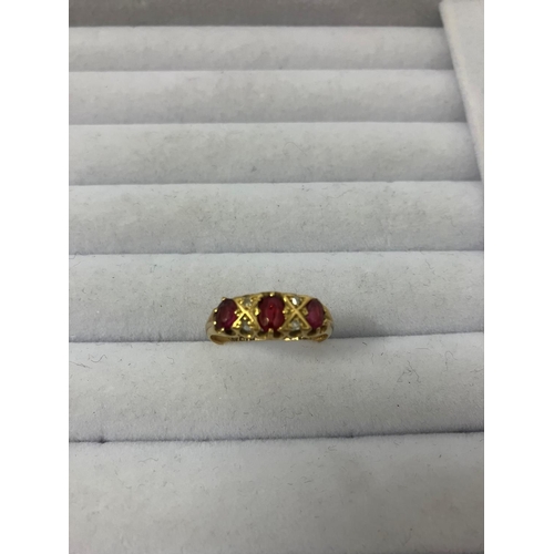 173 - Old 9ct gold ruby ring. Size O.