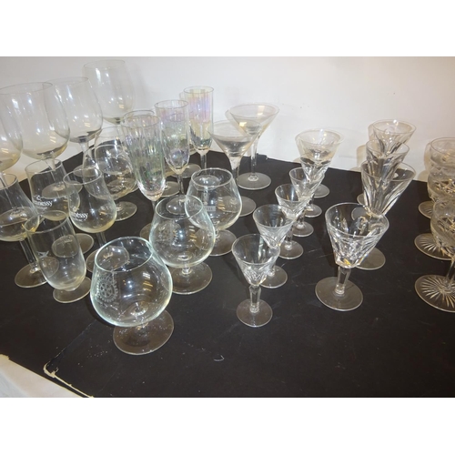 22 - Large quantity of glass ware - wine, brandy glasses, etc.