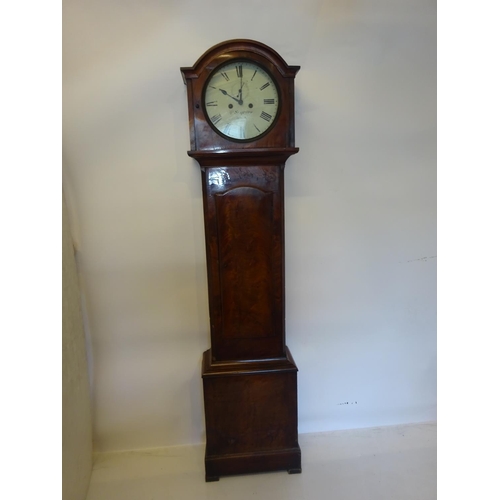 248 - A good antique Irish mahogany long cased clock having circular white dial by M. Segrare, Dublin.