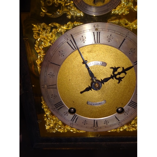 249 - A fine bracket clock having brass dial with silver chapter ring retailed by Mangan, Cork. (in workin... 