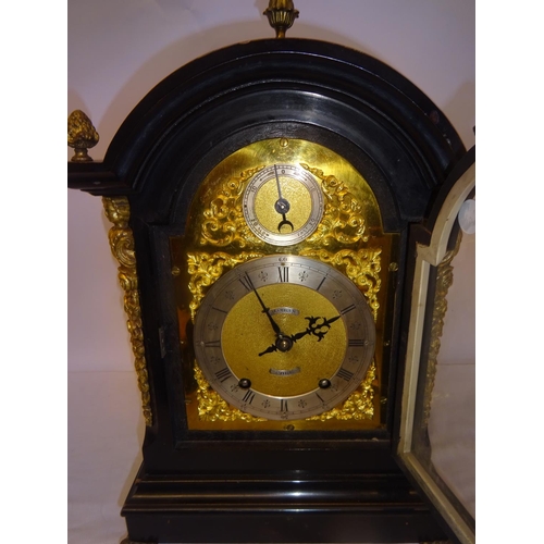 249 - A fine bracket clock having brass dial with silver chapter ring retailed by Mangan, Cork. (in workin... 