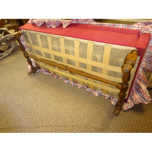 251 - Neat sized two seater settee with loose cover, (faded).