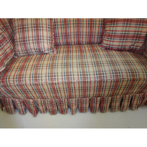 252 - Neat sized two seater settee with loose cover, (faded).