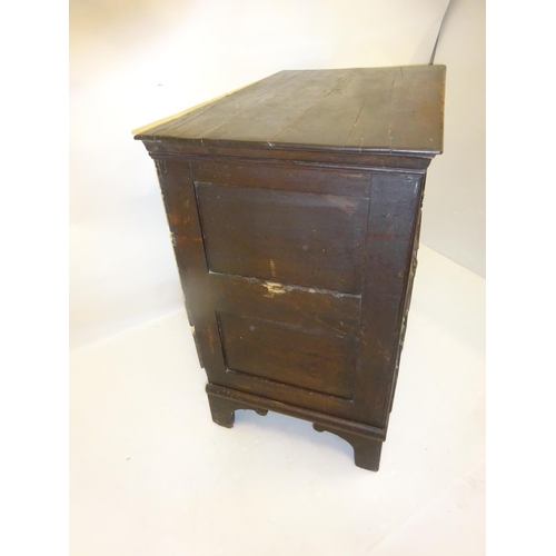 260 - Early antique oak chest, the front fitted with 3 graduated drawers with moulded decoration, the side... 