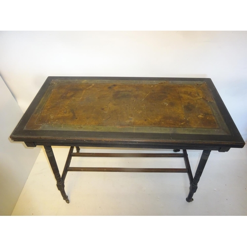 261 - Victorian Arts & Crafts design ebonized card table. W. 100cm, D.50, H. 75cm.