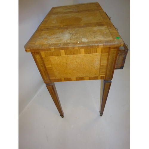 278 - Antique continental dressing table in birds eye maple with rosewood banding, the freize fitted with ... 