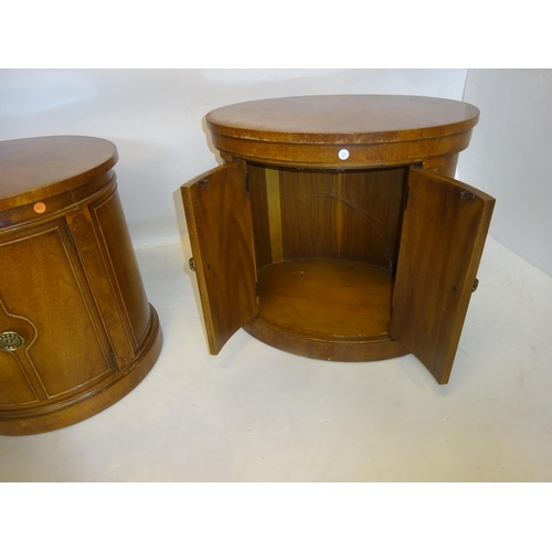 281 - Two mahogany bedside or lamp tables, one oval and one circular shape.