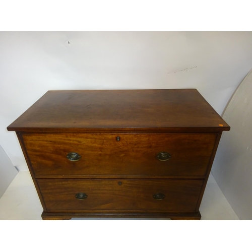 282 - A good antique mahogany chest having two deep drawers and raised on bracket feet. W. 110cm, D. 55cm,... 