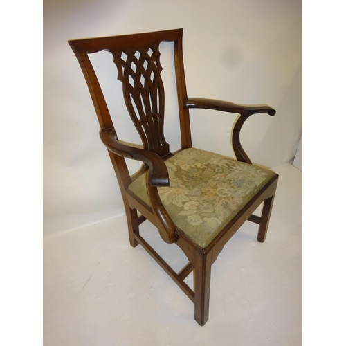 286 - Irish Georgian mahogany library or carver chair.