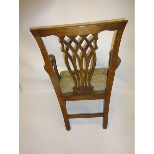 286 - Irish Georgian mahogany library or carver chair.