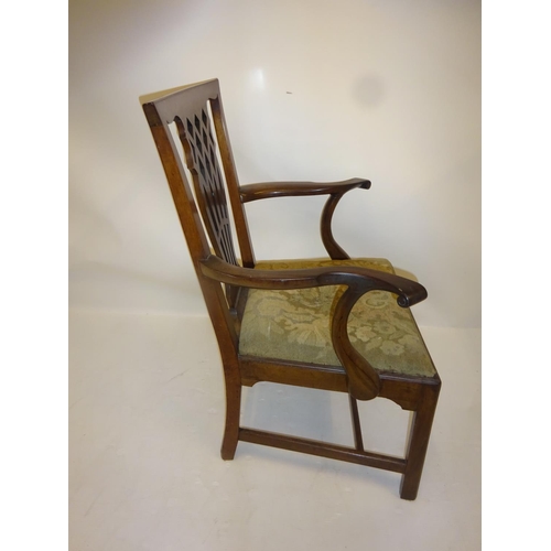 286 - Irish Georgian mahogany library or carver chair.