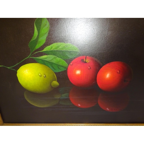 290 - Still Life,
Apples and Lemon,
Oil on canvas,
Signed,
50cm x 60cm.