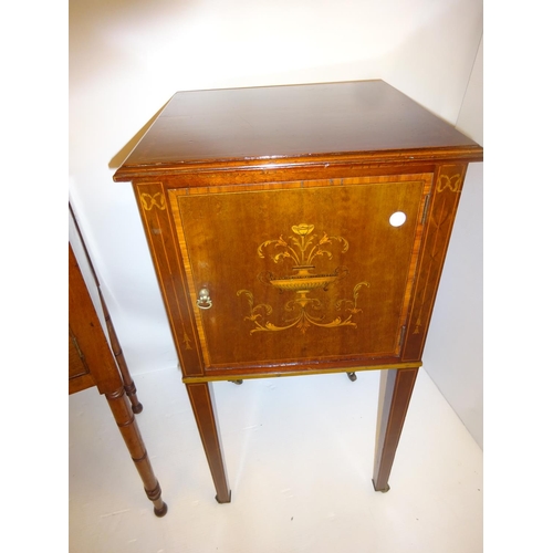 303 - Two antique mahogany bedside lockers.