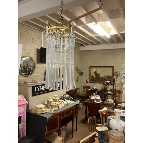 342 - Gilded brass and glass light fitting. H. 45cm approx.