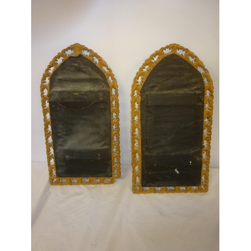 52 - A pair of 19th century Italian painted gothic panels (musicians). Overall H. 42cm, x 22cm approx.