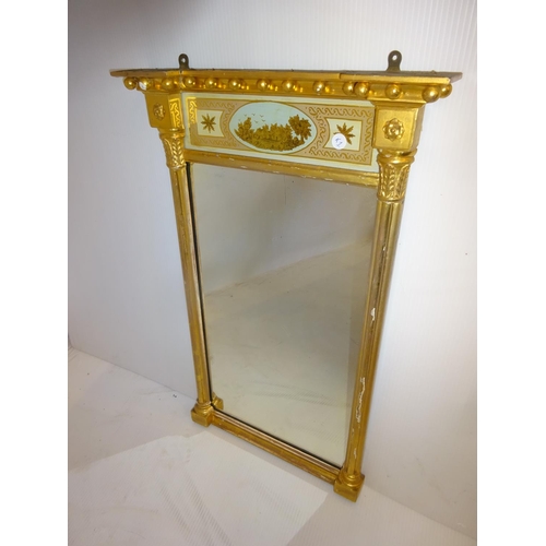 69 - Antique gilt framed pier mirror, some restoration required. 70cm x 45cm approx.