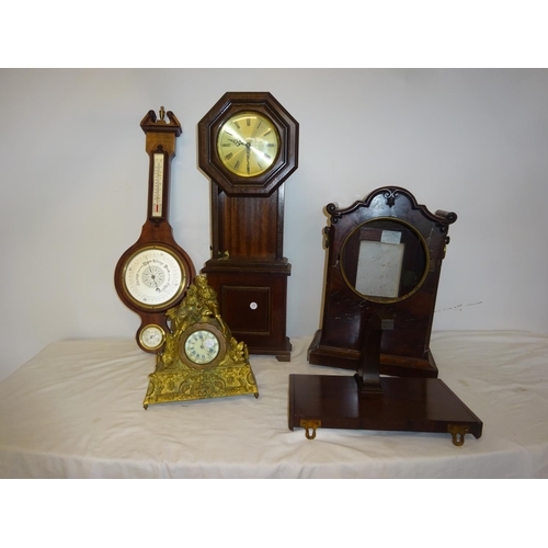 7 - Mixed lot - clocks, clock case and barometer. AF.